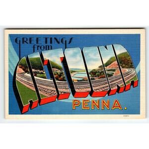 Altoona PA Postcard Large Letter City Greeting From Pennsylvania Linen Tichnor